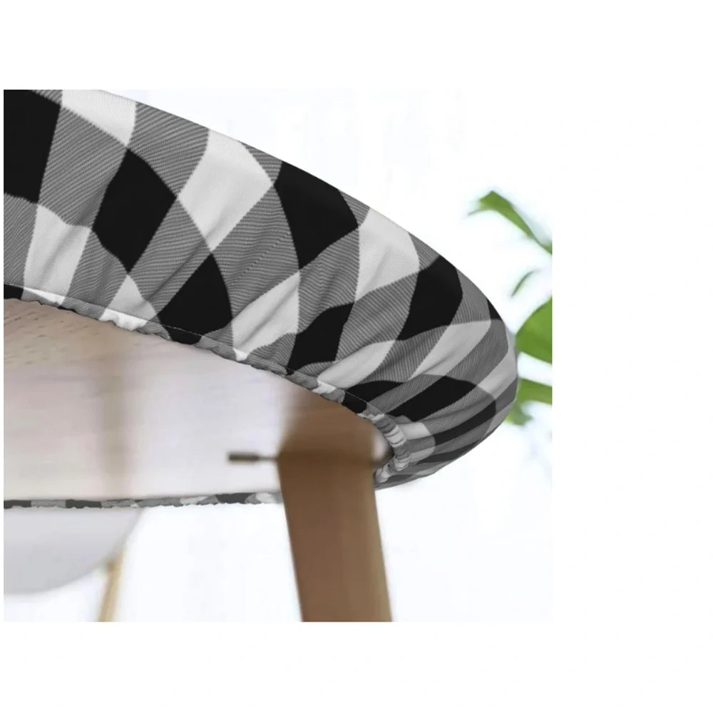 Buffalo Plaid Black & White Check Round Tablecloth Waterproof Stain Resist NEW